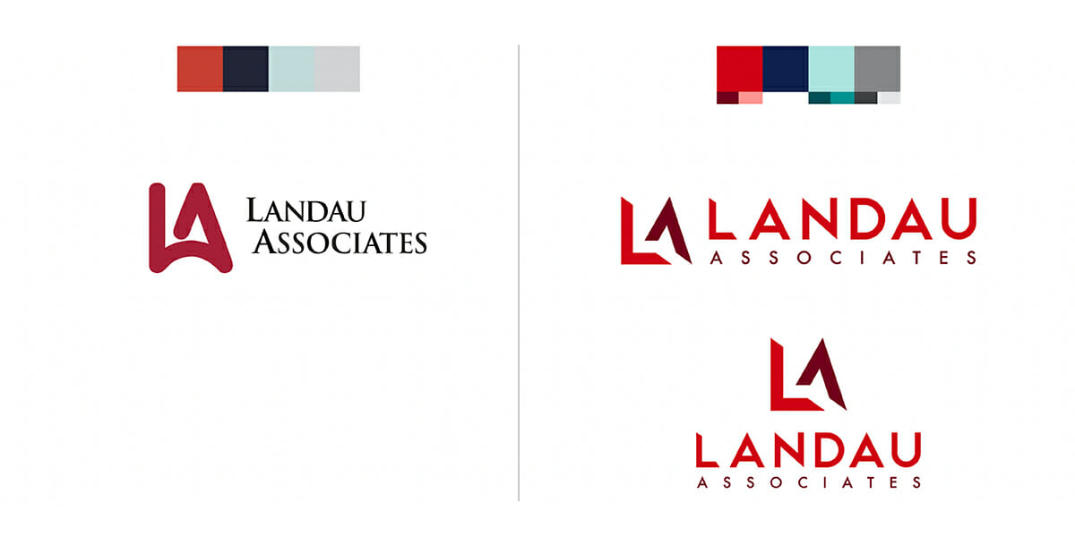 Landau Associates logo refresh before and after