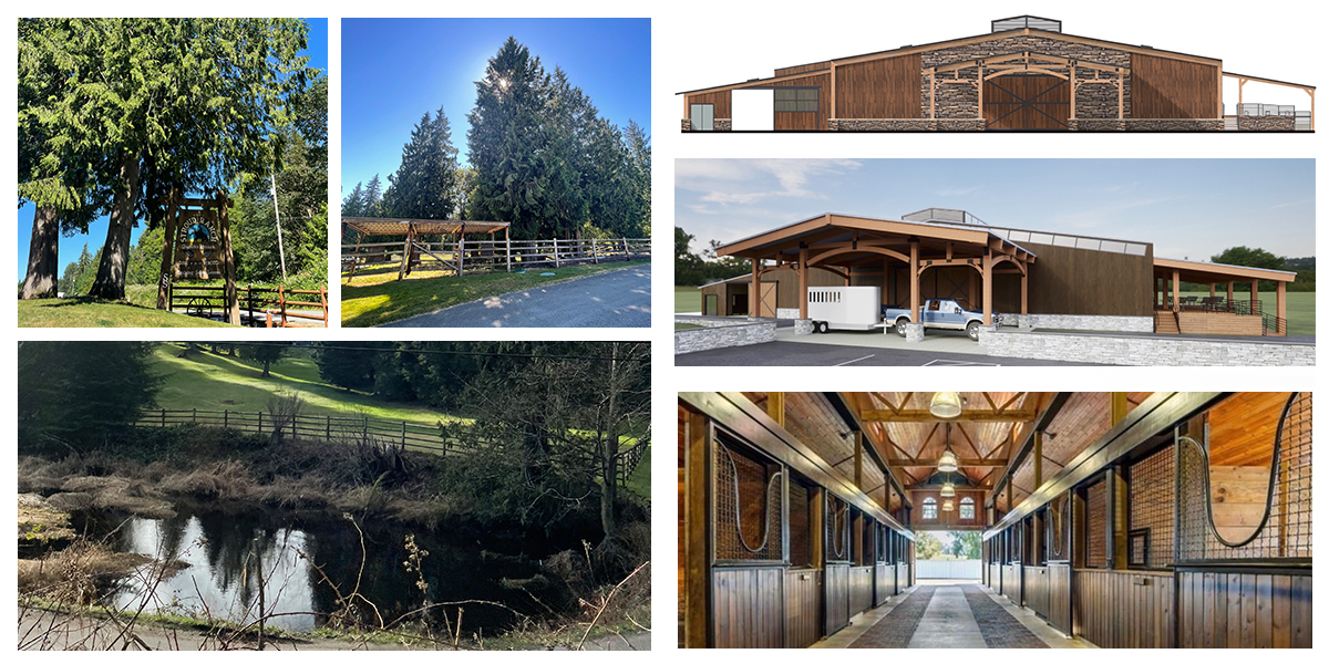 Full Circle Ranch property images and stable renovation mockups