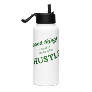 Hustle - Green - Stainless steel water bottle with a straw lid