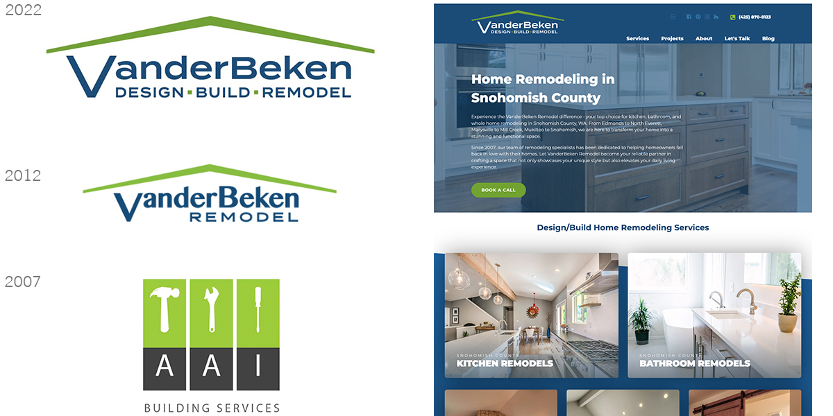 VanderBeken Remodel Logo history and current website