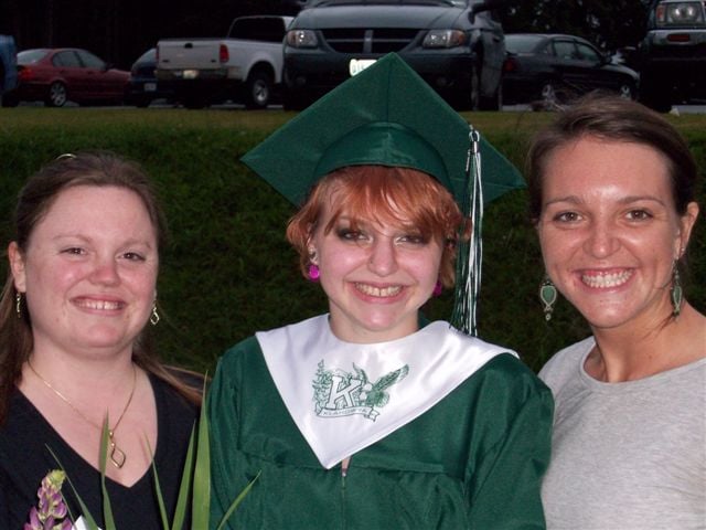 Samantha Chelcie and Amber at Chelcie's high-school graduation